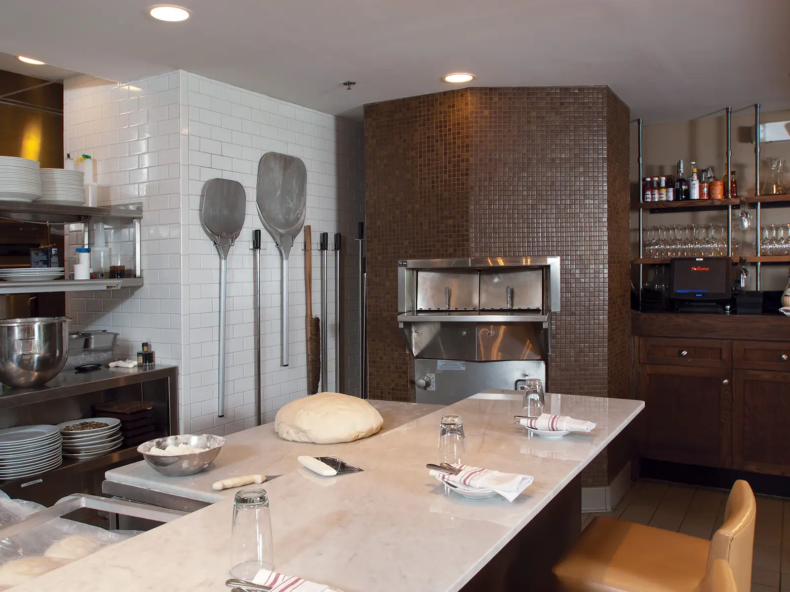 Pizza oven and commercial kitchen at Cibo e Beve in Sandy Springs