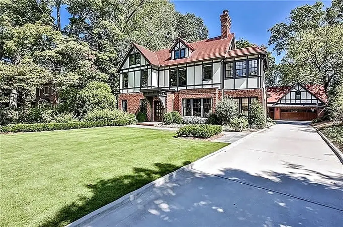 Exterior of historic Druid Hills home after major renovation and addition
