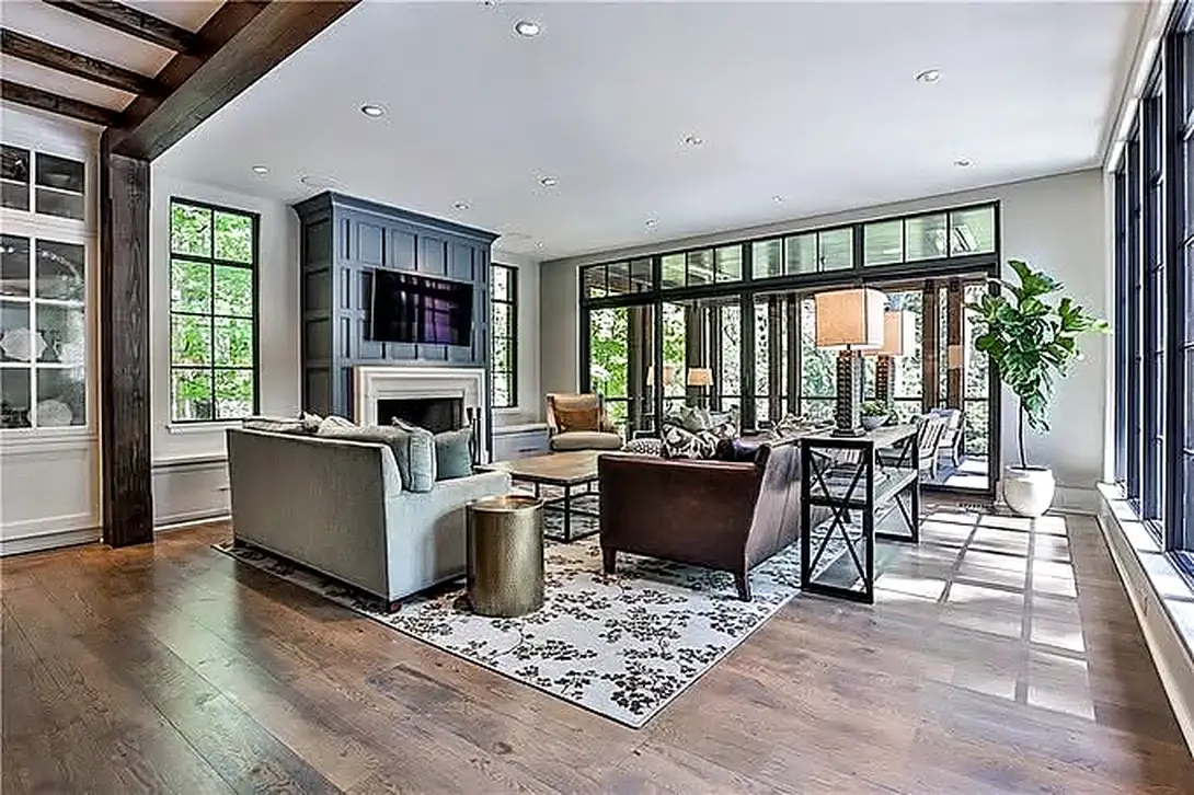 Family room in historic Druid Hills home renovation
